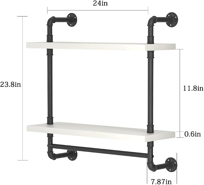 Helsin 24inch Industrial Pipe Shelving Bathroom Shelves Wall Mounted - Image 3