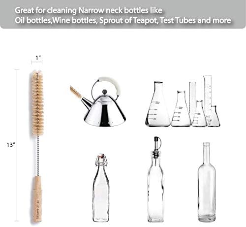 4 Pcs Bamboo Bottle Brush Set by HELLO NATURE – Long Handle Cleaning Brushes - Image 5