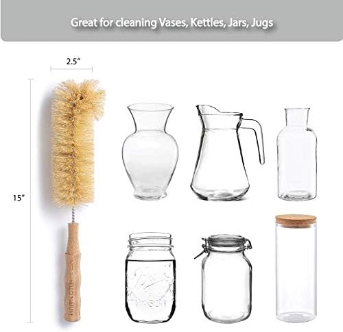 4 Pcs Bamboo Bottle Brush Set by HELLO NATURE – Long Handle Cleaning Brushes - Image 3