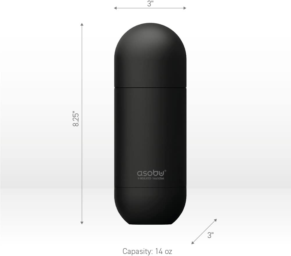 asobu Orb Stainless Steel Double Wall Insulated Travel Water Bottle – Lid Doubles as a Cup 14 Ounce (White)