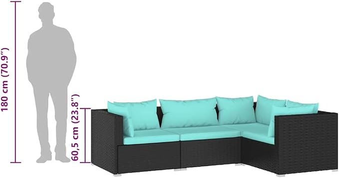 3-Piece Garden Lounge Set, Modular Outdoor Sectional Sofa - Image 8