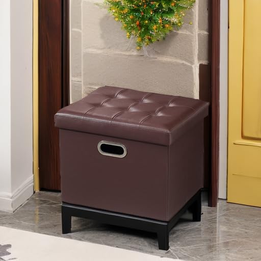 Bsketa Storage Ottoman Foot Rest Stool, Small Leather Storage Ottomans Bench - Image 5