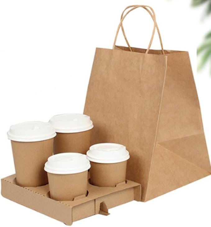 OUNONA Corrugated 2-Cup Drink Carrier Tray 50-Pack Sturdy Fixed Base Paper Cup - Image 4