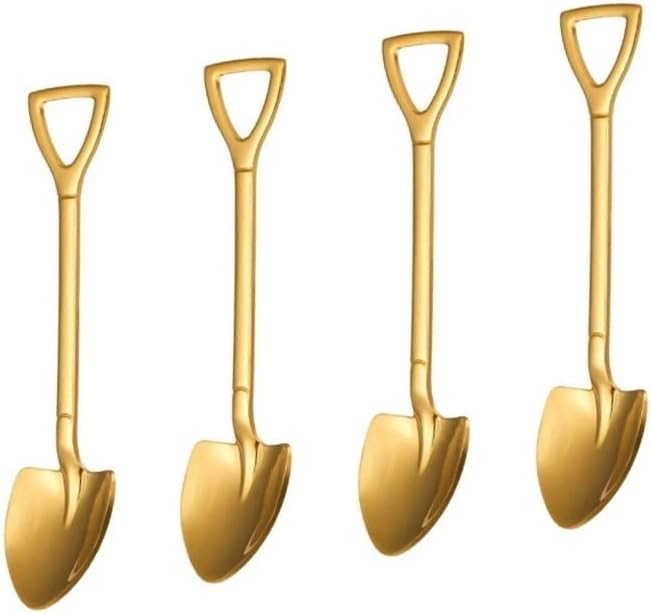 4 Pack Shovel Shape Demitasse Espresso Spoons, 4.7 Inches Stainless Steel Mini by SZLFSX