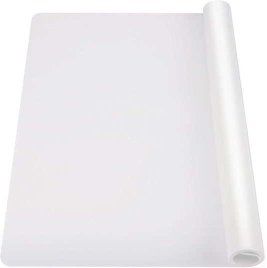 Ewen 27.6x19.5in 2mm Silicone Mats for Kitchen Counter, Thick Large Heat Resistant Non-Stick Silicone Placemat, Nonslip Workbench Mat Countertop Protector for Desk Crafts Air Fryer Pastry Translucent