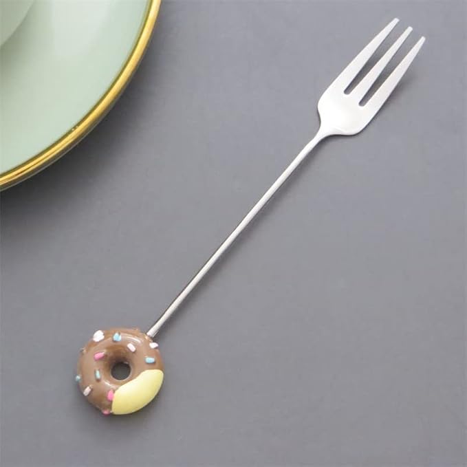 8 Pcs Stainless Steel Drink Fork Set Donut Silver Forks Cutlery Set - Image 8