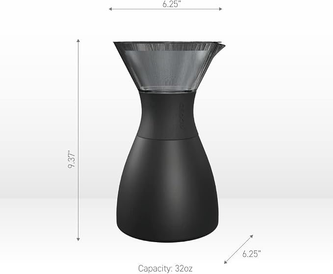 asobu Black Insulated Pour Over Coffee Maker Double-Wall Vacuum, - Image 6