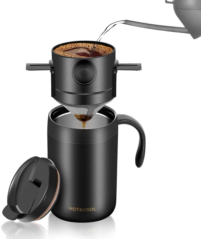 Portable Pour Over Coffee Maker Set, 304 Stainless Steel Vacuum Insulated Mug by Unknown