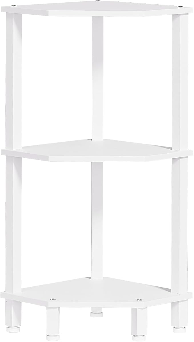 YUFAM 3-Tier Corner Shelf with Sturdy 5-Leg Base, Wooden Corner Bookshelf by YUFAM