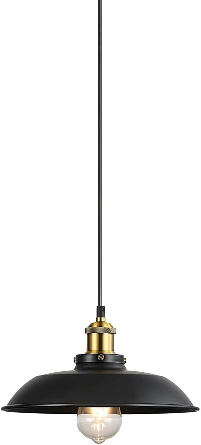 1 Pack Black Farmhouse Pendant Light, Industrial Ceiling Lights Fixture by Newrays