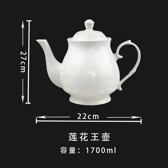 White Porcelain Teapot, Large Chinese Lotus Tea Pot Coffee Tea Water Pot - Image 3