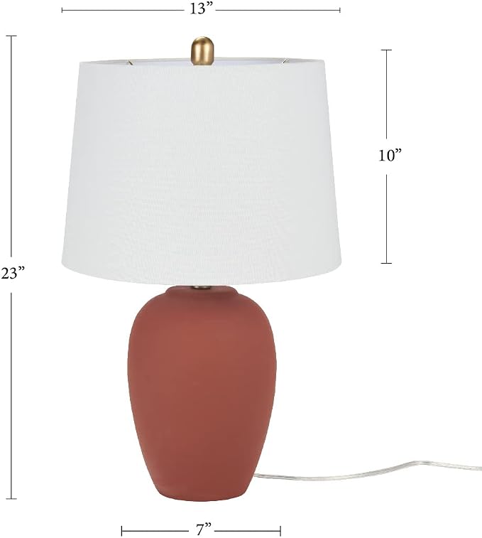 Nourison Home 23" Rust Orange Ceramic Pot Table Lamp - Image 4