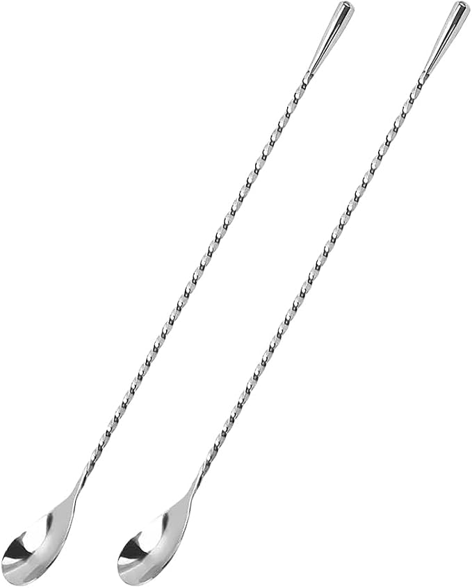 GSHLLO 2 Pcs 30cm Stainless Steel Cocktail Spoon by GSHLLO