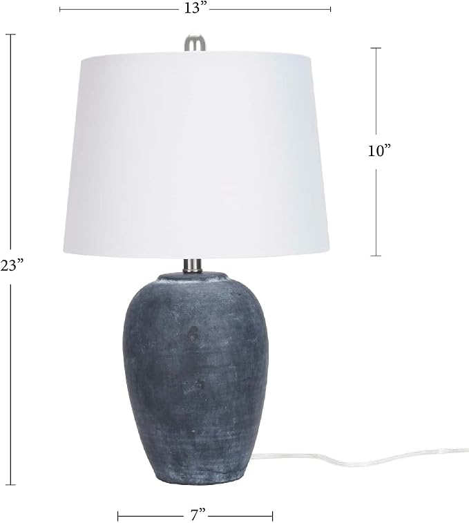 Nourison Home 23" Black Vintage Distressed Ceramic Pot Table Lamp - Image 3