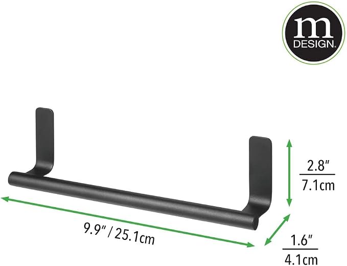 mDesign Steel Wall-Mounted Towel Rack Storage Holder - Image 7
