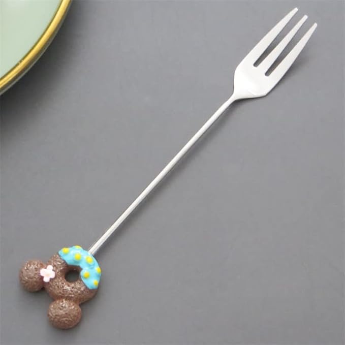 8 Pcs Stainless Steel Drink Fork Set Donut Silver Forks Cutlery Set - Image 7