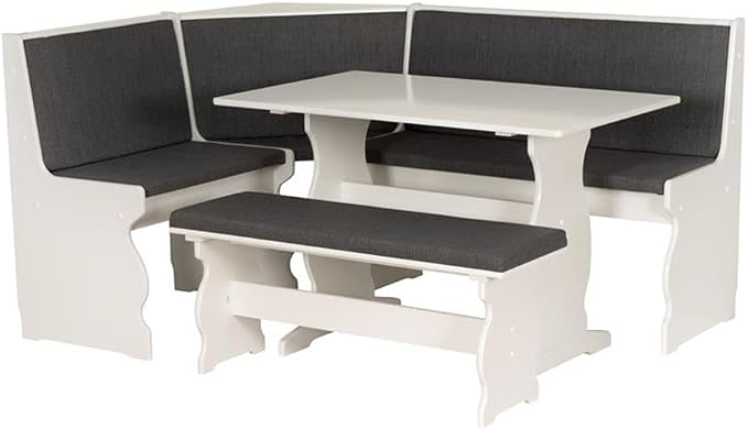 Pemberly Row Corner Nook Dining Set, Includes Table, and Corner Unit, by PEMBERLYROW