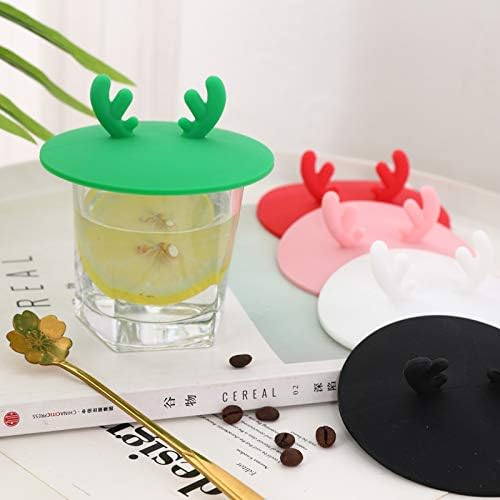 4Pack Cute Antler Silicone Cup Lid Cover, Deer Ear Animal Rubber Drink Glass - Image 6