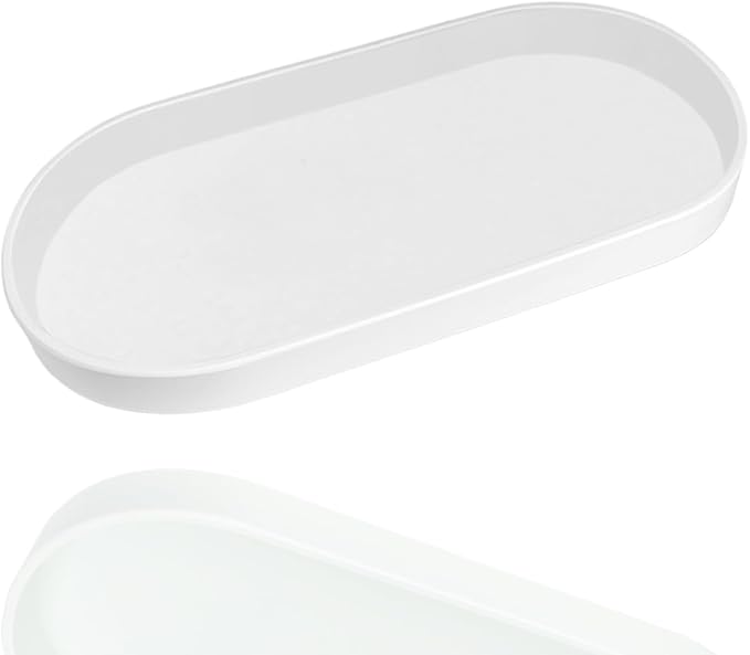 White Small Tray, Oval Tray, Countertop Organizer | by VCREATC-VCREATEFORCUSTOMER