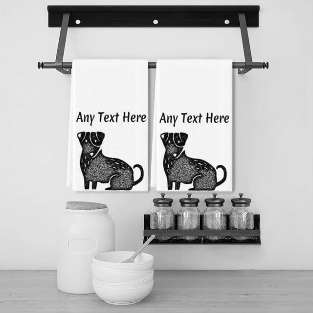 Custom Dog Kitchen Towel 2-Pack Set, Design Your Own Text One Side, Custom - Image 2