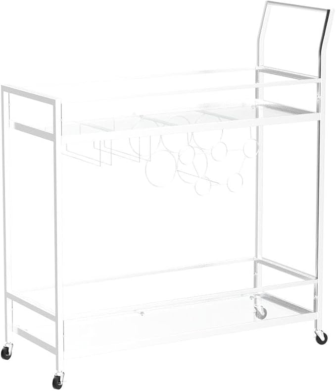 FirsTime & Co. Silver Delilah Bar Cart, 2 Tier Mobile Mini Bar, Kitchen Serving - Image 4