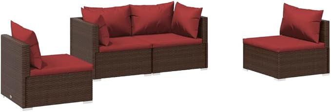 4 Piece Garden Lounge Set, Modular Patio Furniture Conversation Set by Unknown