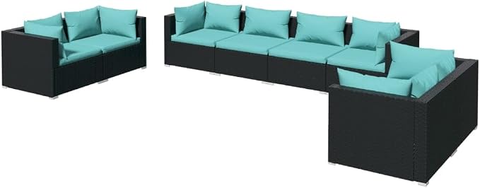 8-Piece Garden Lounge Set, Outdoor Modular PE Rattan Sectional Furniture - Image 2