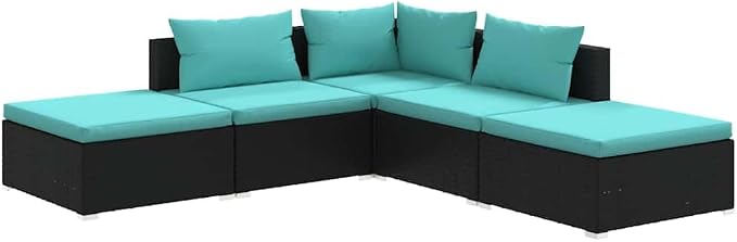 5-Piece Modular Outdoor Garden Lounge Set, Sectional Sofa Couch and Footrest by Unknown