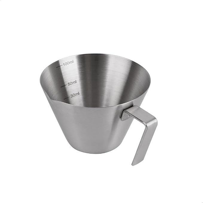 watchget Stainless Steel Espresso Cups, Single Spout & Scale Measuring Cup by watchget