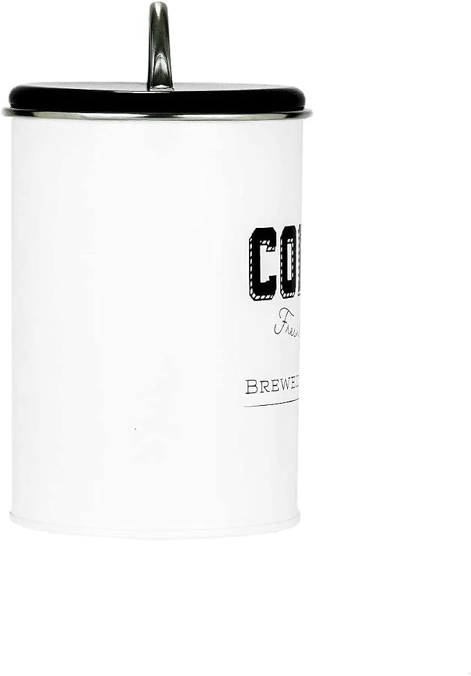 Amici Home Cottage Metal Coffee Canister - 42 oz Modern Black & White Tin - Image 2