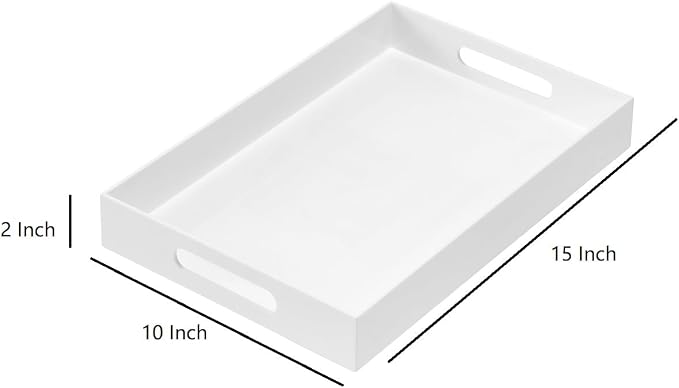 Glossy White Sturdy Acrylic Serving Tray - Image 2