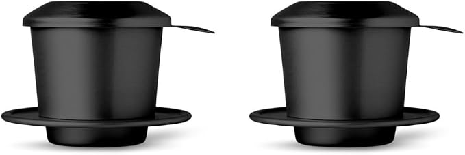 Birdee Phin Coffee Filter Set – Pack of 2, 6 oz Aluminum Black Vietnamese by BIRDEE