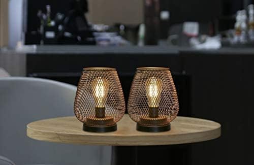 JHY DESIGN Set of 2 Metal Cage LED Lantern Battery Powered Cordless Accent Light - Image 4