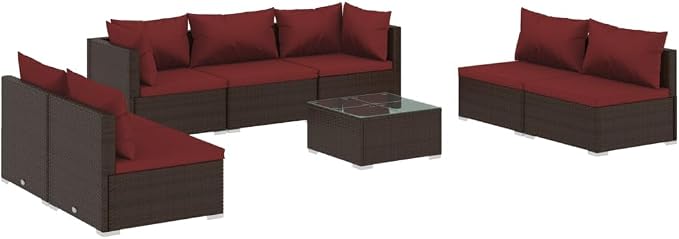 8-Piece Garden Lounge Set, PE Rattan Outdoor Sectional Sofa - Image 2