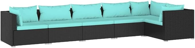 Modular Garden Lounge Set Black PE Rattan Outdoor Patio Furniture Sectional Sofa by Unknown