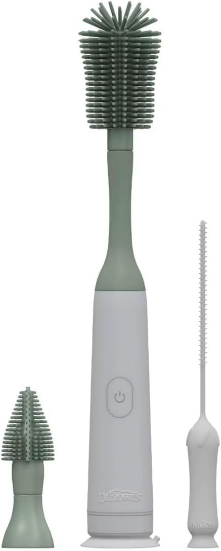 Dr. Brown's Electric Silicone Brush Set | Spinning Handle, 3 Brushes to Clean by DrBrowns