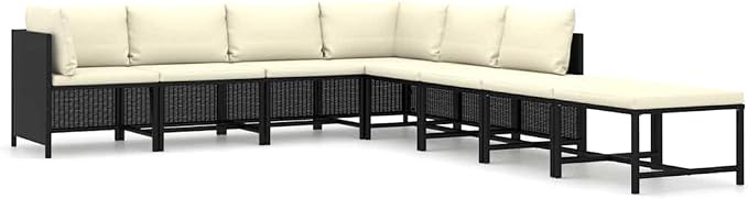 8 Piece Patio Lounge Set with Cushions, Modular Wicker Furniture Set by Favemtsl