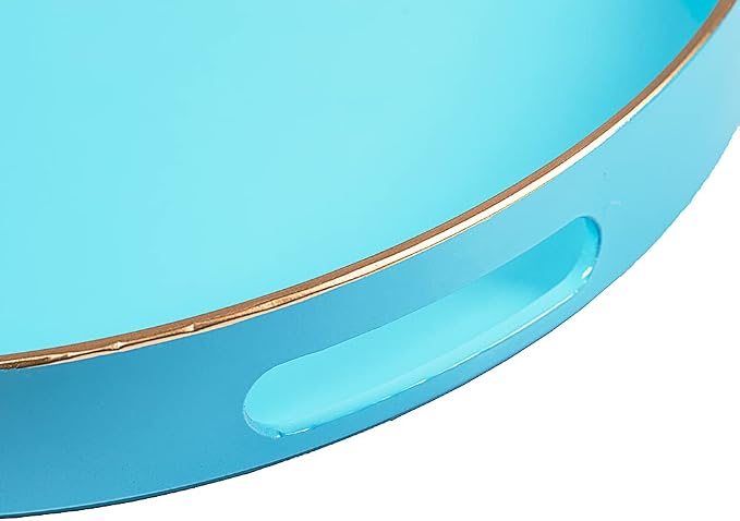 MAONAME 13-inch Light Blue Round Tray, Modern Decorative Tray - Image 3