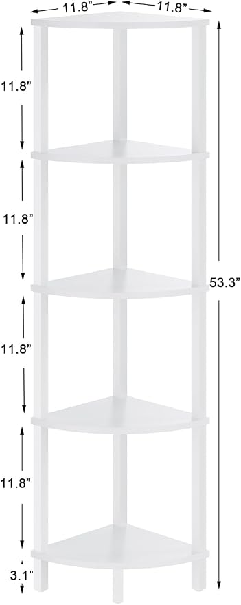 VIMBER Corner Shelf, 5-Tier Corner Bookshelf, Industrial Corner Ladder Shelf - Image 2