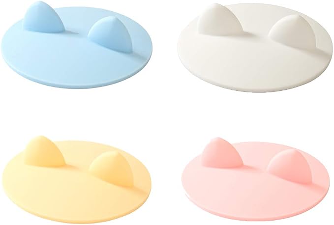4Pack Cute Cat Ear Cup Lid Cover, JCSMARTEC Silicone Creative Anti-Dust Rubber by JCSMARTEC
