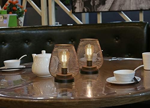 JHY DESIGN Set of 2 Metal Cage LED Lantern Battery Powered Cordless Accent Light - Image 3