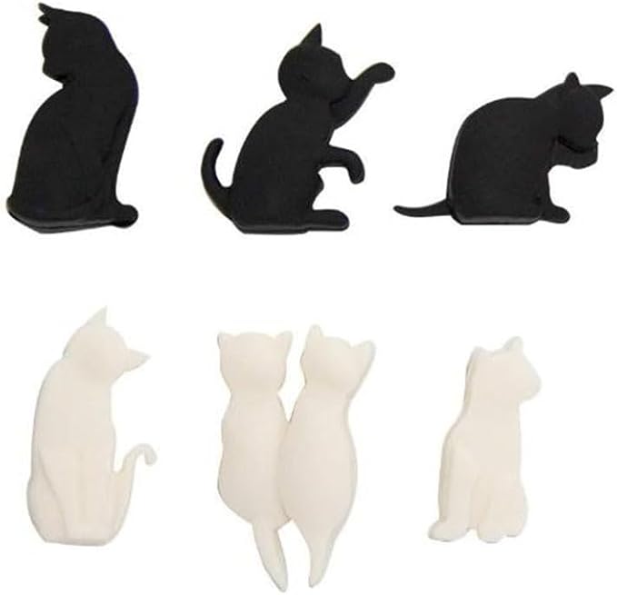 6Pcs Heat-Resistant Silicone Tea Bag Clips Set Cartoon Cat-Shaped Reusable by Unknown