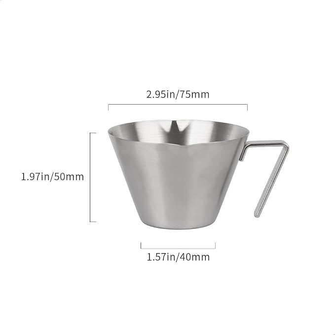 watchget Stainless Steel Espresso Cup, Double Spout & Dual Scale Measuring Cup - Image 2