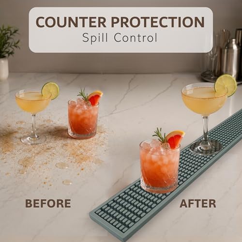 Rubber Bar Mat Bundle Sage Gray – 2-Piece Non-Slip Spill Mat Set - Image 9