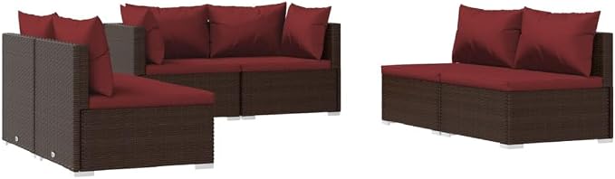 6-Piece Garden Lounge Set, Modular Patio Furniture Set - Image 2