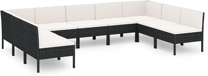 LKJephalotrope 9 Piece Patio Lounge Set, Outdoor PE Rattan Sectional Sofa by LKJephalotrope