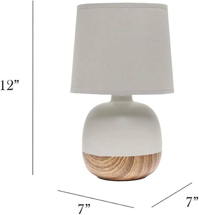 Simple Designs LT2078-LWG Petite Mid Century Table Lamp, Light Wood and Light - Image 3
