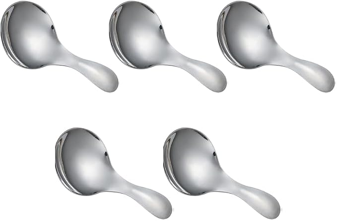 5 PCS Stainless Steel Mini Round Spoons Short Handle Spoon by Unknown