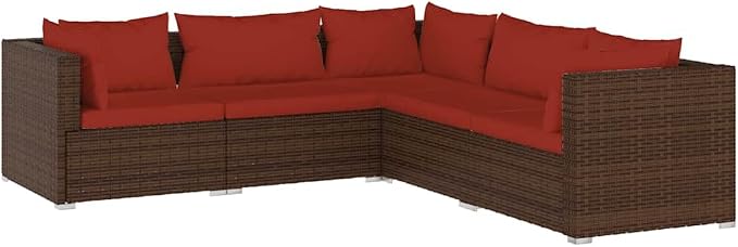 5 Piece Garden Lounge Set, Modular Patio Conversation Furniture Set by Unknown