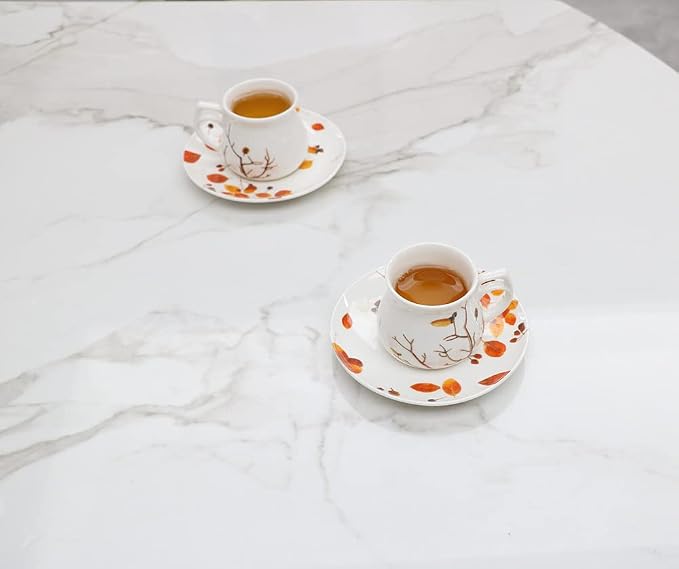 GuangYang 2.5 oz Espresso Cups and Saucers set of 6, Fall Design - Image 6